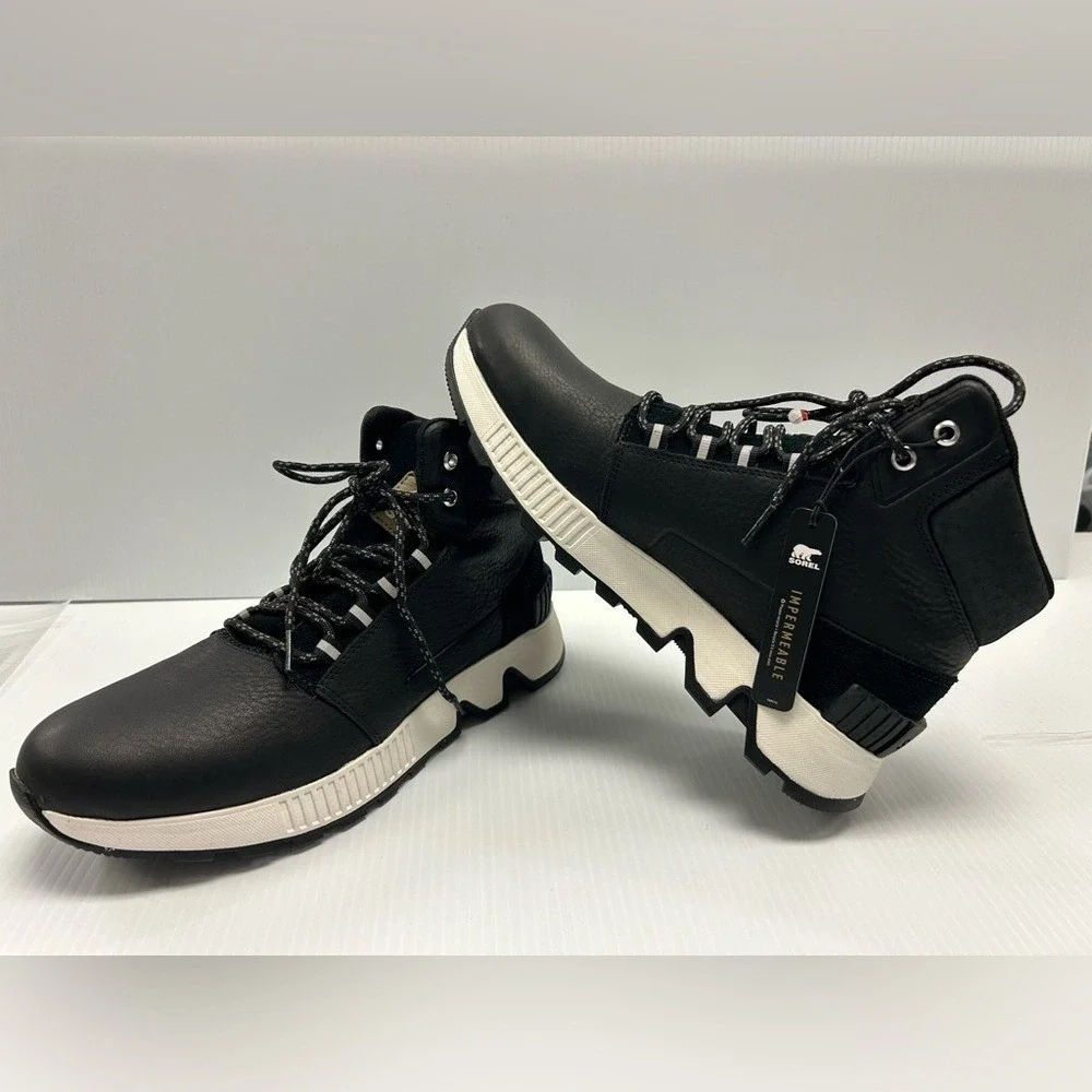 SOREL MAC HILL MID LEATHER WATERPROOF BLACK MEN'S SNEAKER SIZE 9 NWOT